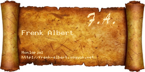 Frenk Albert névjegykártya
